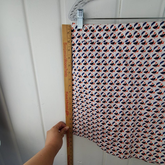 Ann Taylor Madison Womens 8 Orange Navy Blue White Geometric Pencil Skirt - Picture 10 of 11